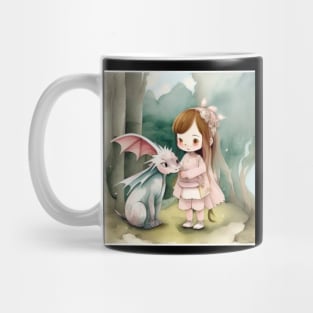 cute girl with baby dragon Mug